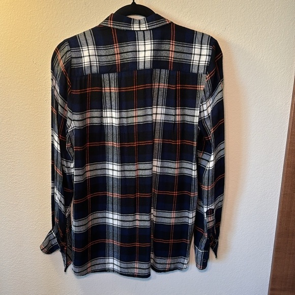 Melloday‎ women’s button up flannel shirt blue & orange size medium - Picture 5 of 5